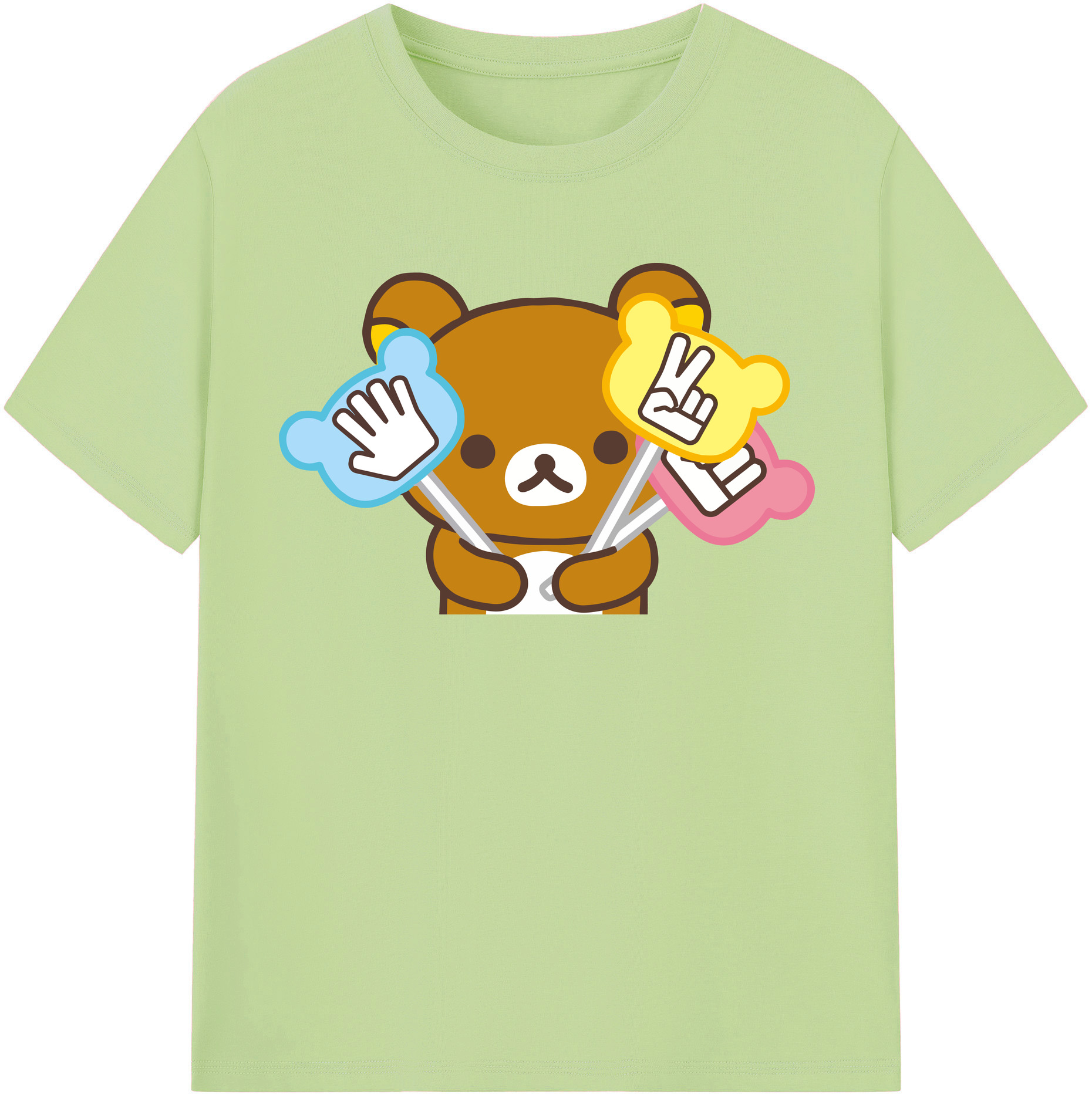 （画像用） リラックマ リラックマ キイロイトリ Rilakkuma Korilakkuma Kiiroitori 綿100％半袖Tシャツ（フロントプリント）